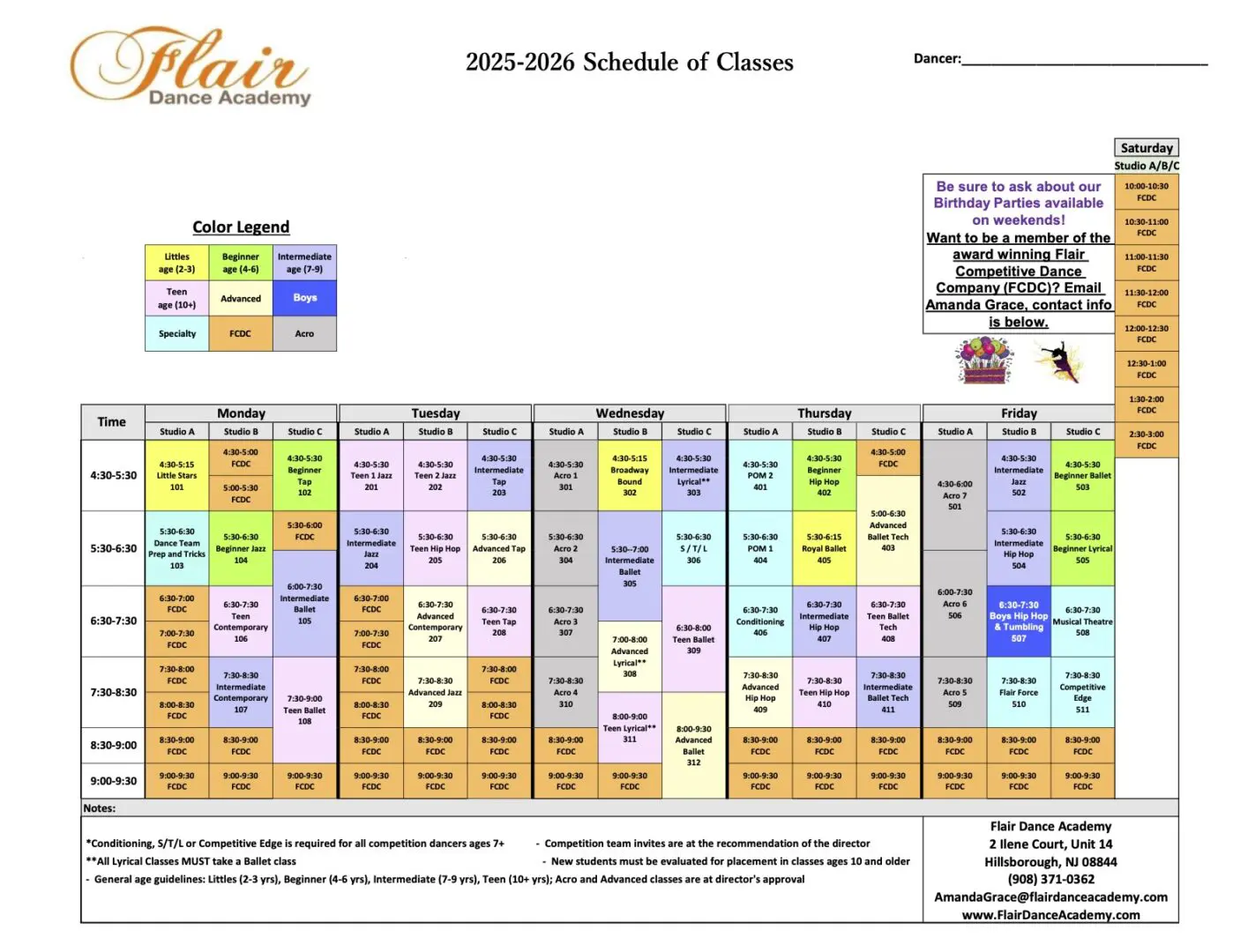 Flair Schedule 2025-2026 no comp 2 Flair Schedule 2025-2026 no comp 2