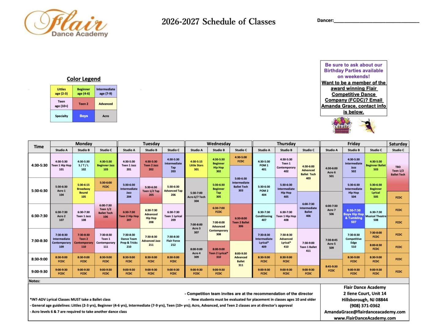 Flair Schedule 2026-2027 no comp FINAL FINAL